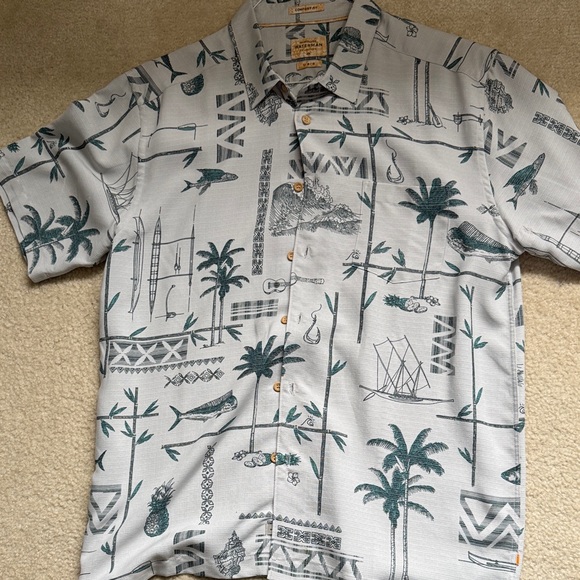 Quiksilver Waterman Collection Gray and Green Patterned Men's Shirt Size Large - Picture 1 of 2